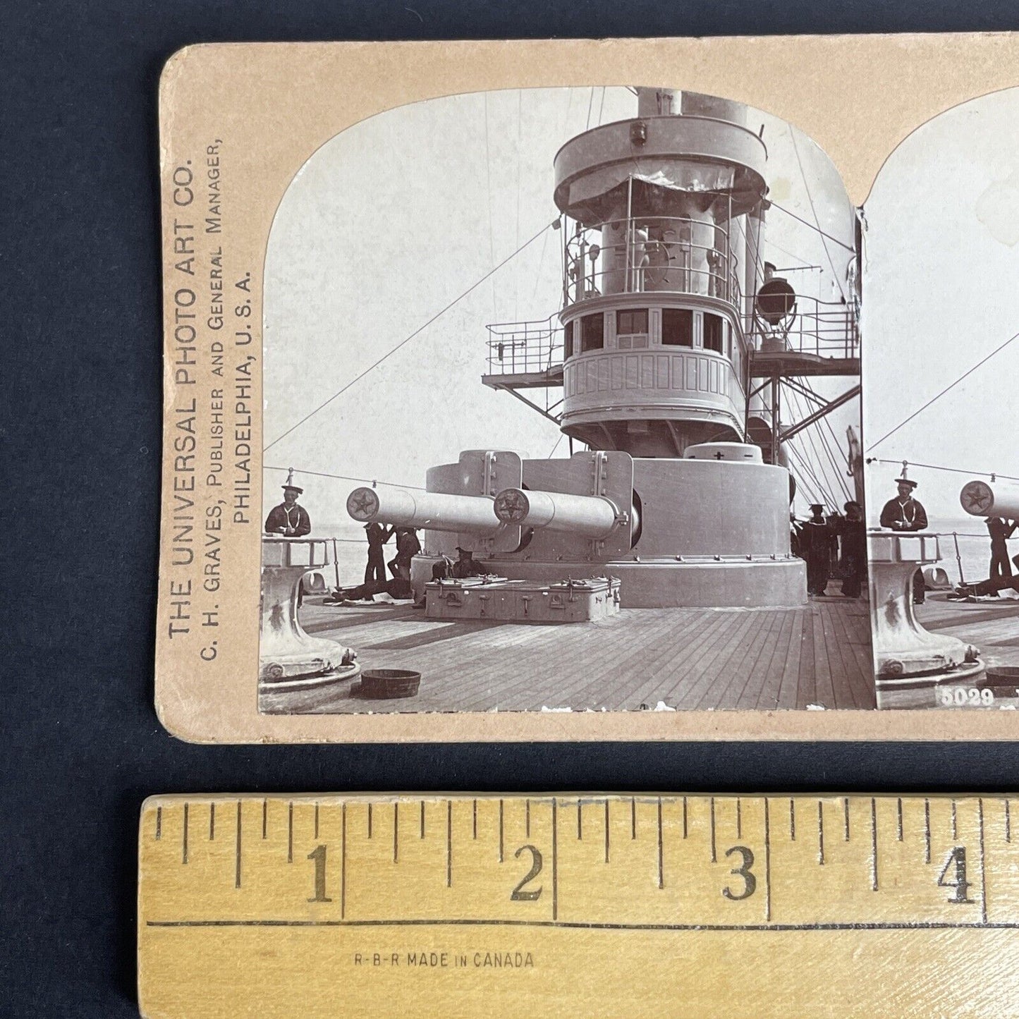 Antique 1896 USS Brooklyn Armored Navy Cruiser Stereoview Photo Card P984