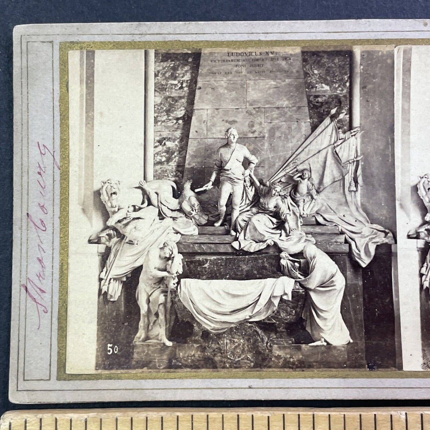 Tomb of Marshal Maurice de Saxe Stereoview Strasbourg France Antique c1860s Y006