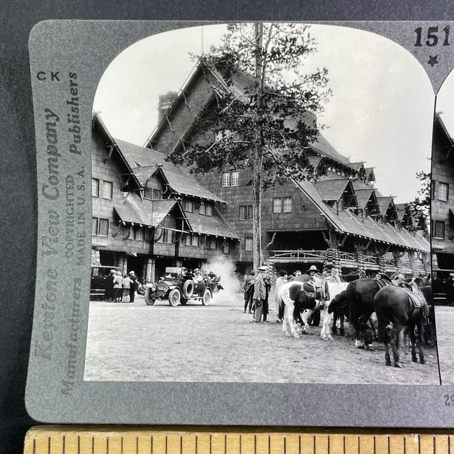 The Old Faithful Inn Hotel Yellowstone Wyoming Stereoview Antique c1910s Y1181