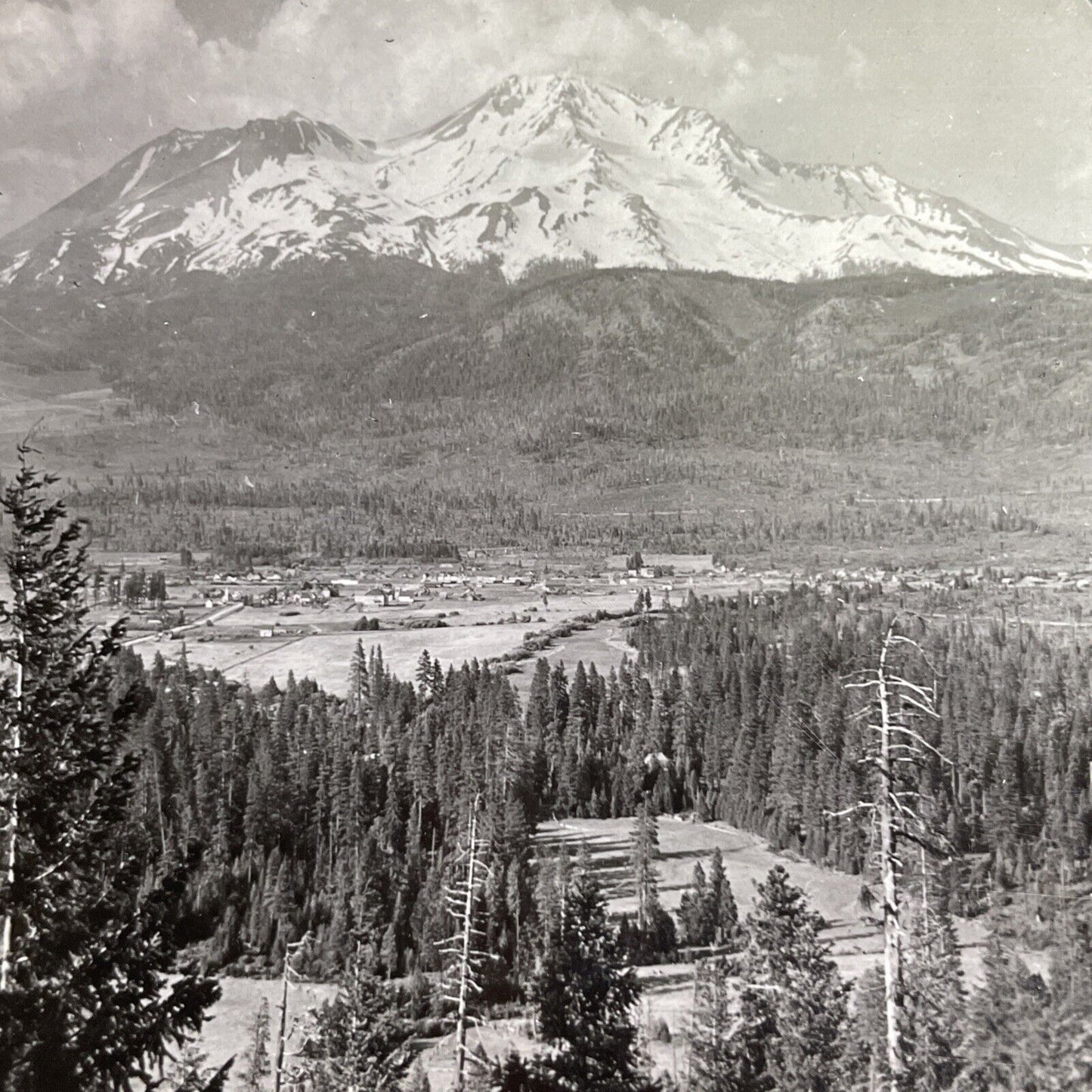 Antique 1910 Mt Shasta Volcano Sisson California Stereoview Photo Card P1343