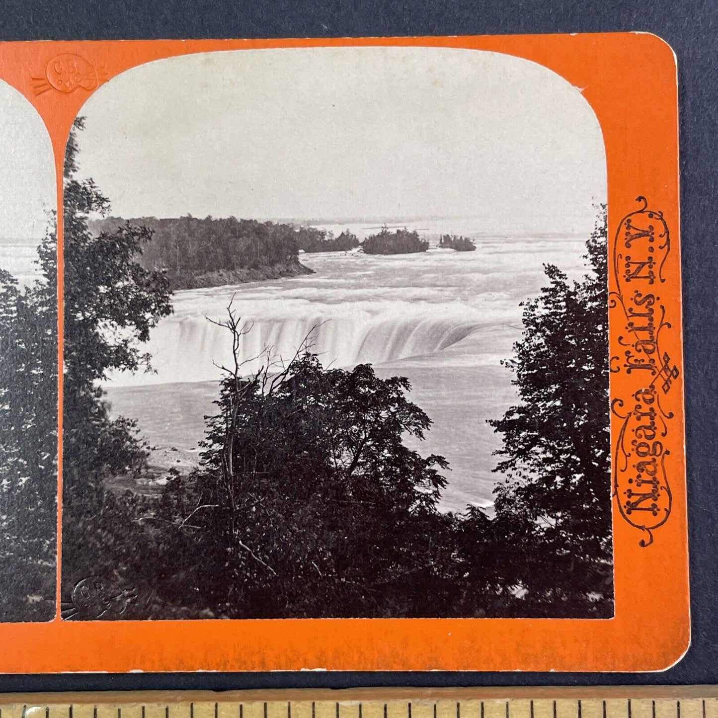 The Sister Islands Niagara Falls Stereoview Charles Bierstadt c1870s Y2237
