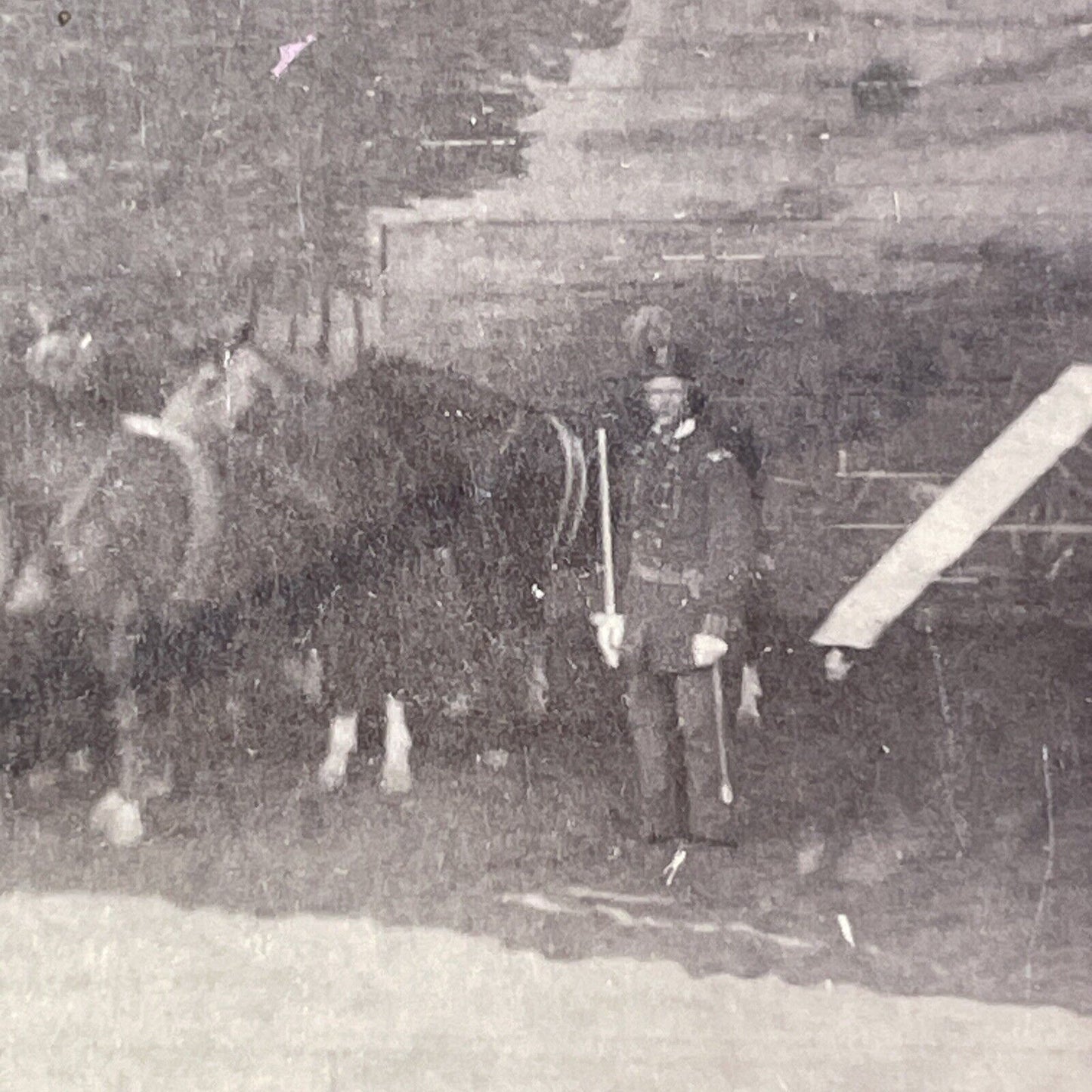 Civil War Re-Enactment with Horses and Soldier Stereoview Antique c1860s Y1306