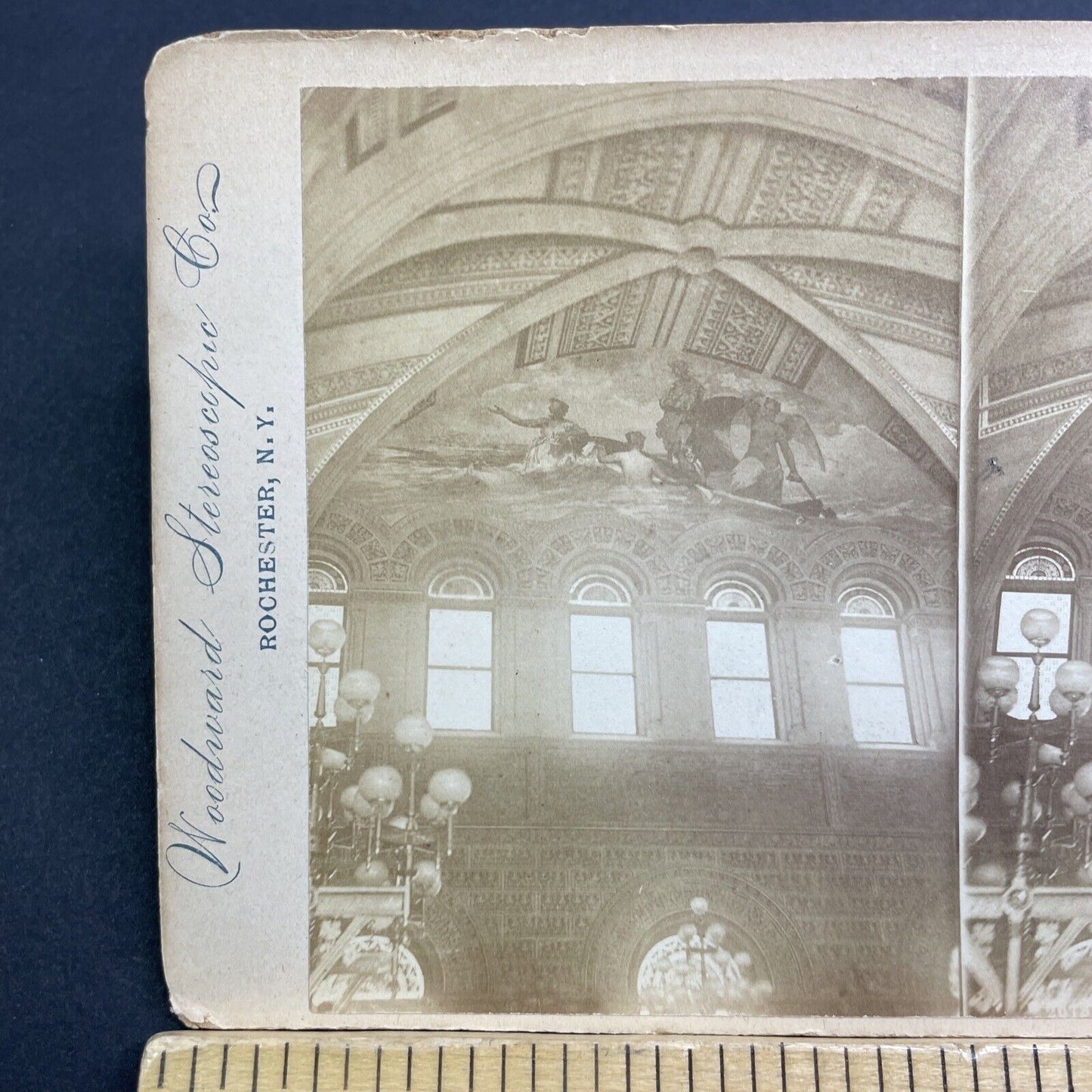 Antique 1895 William Morris Hunt Murals State Capitol Stereoview Photo Card V546