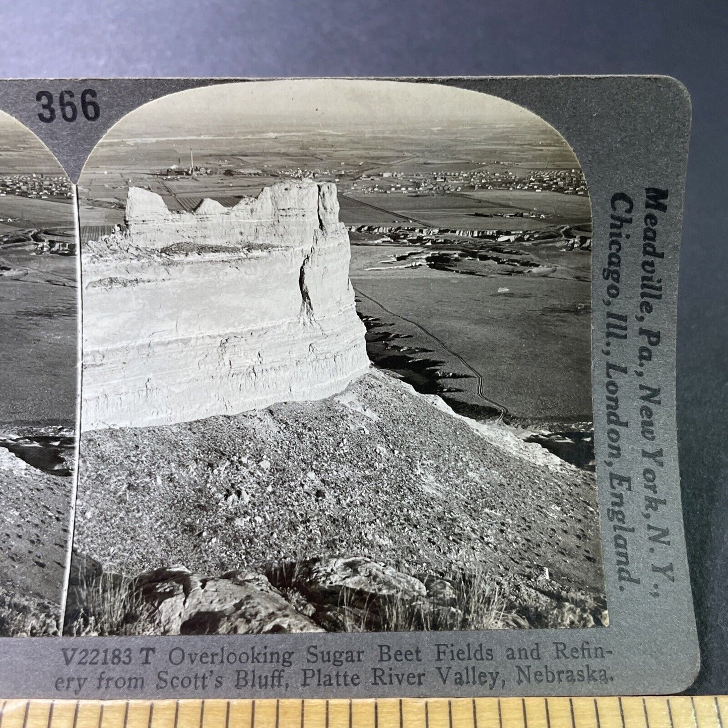 Antique 1910s Scotts Bluff National Monument Nebraska Stereoview Photo Card 3215