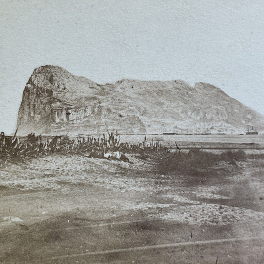 Antique 1860s The Rock Of Gibraltar Stereoview Photo Card V541