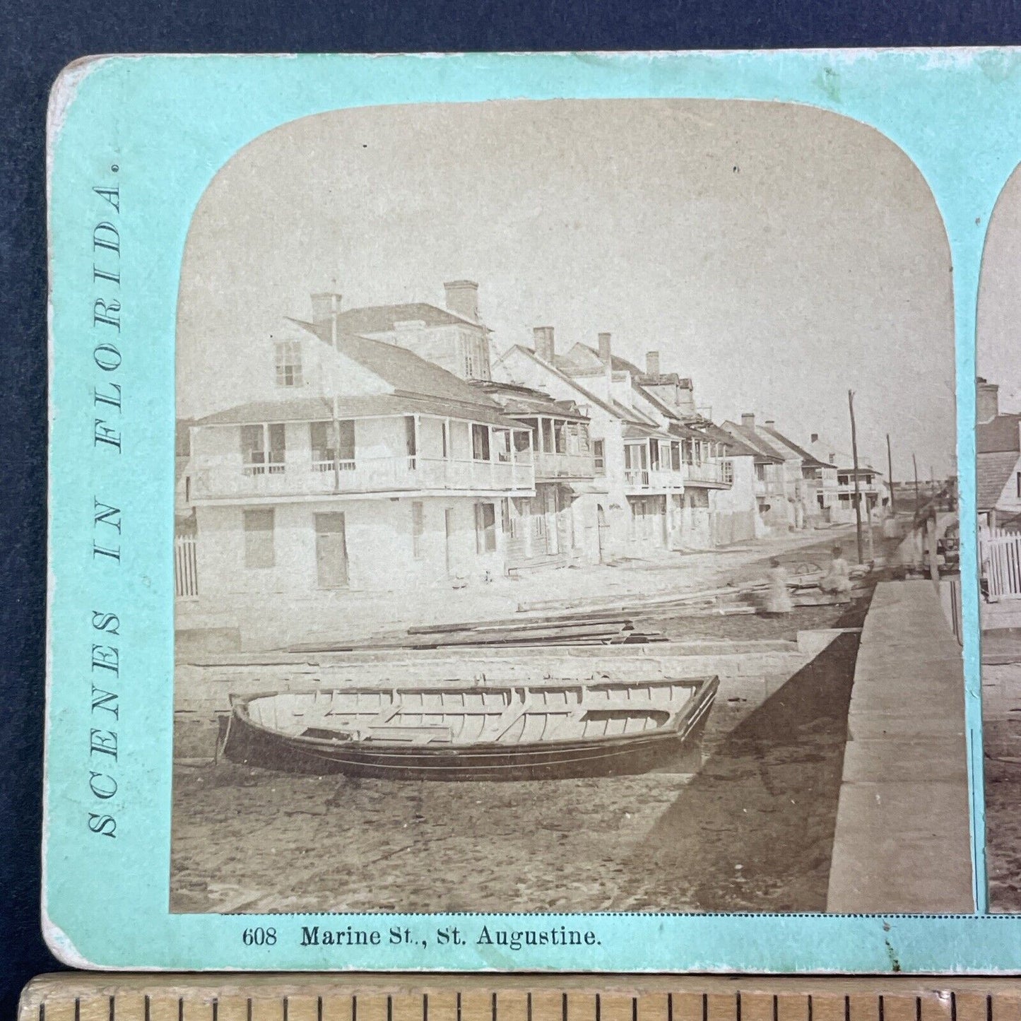 Marine Street Houses Stereoview St. Augustine Florida Adin F. Styles c1870 X3730