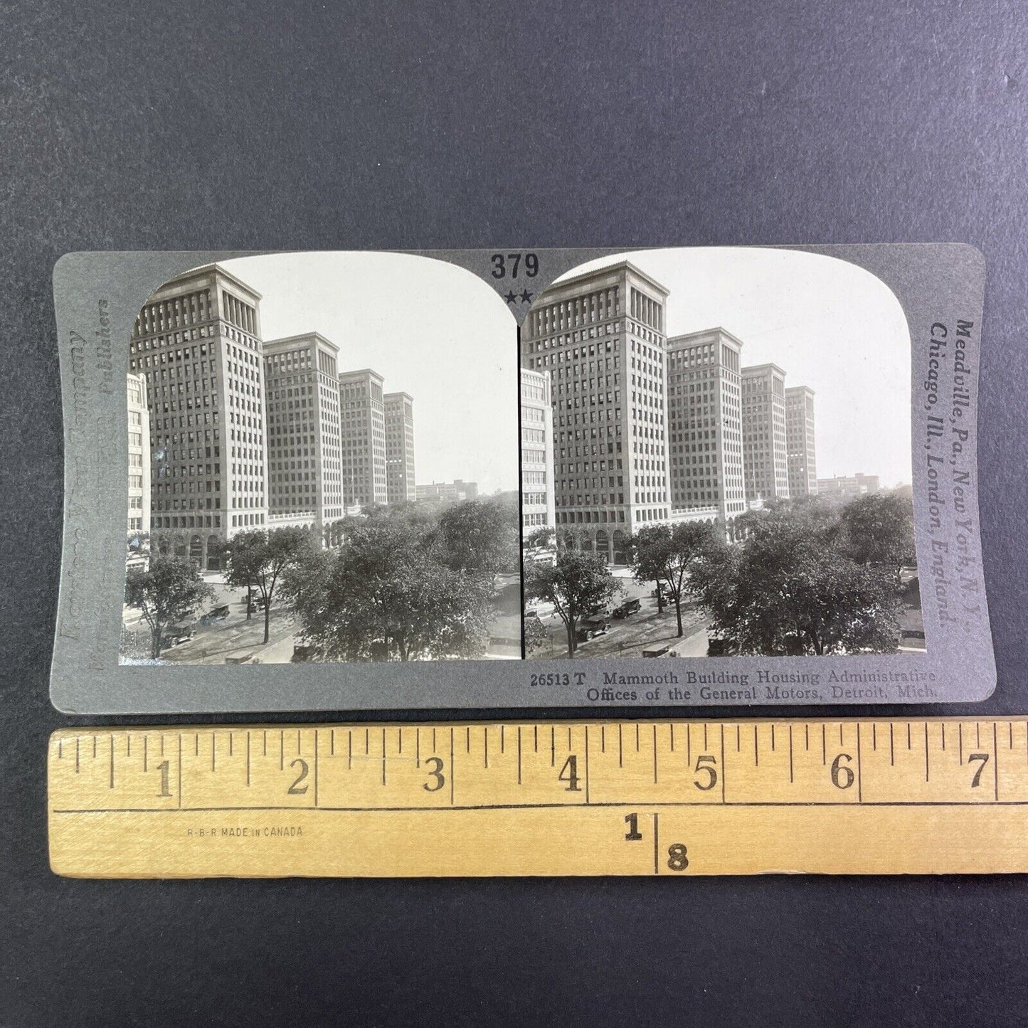 General Motors Offices Detroit Michigan Stereoview Antique c1930 Y962