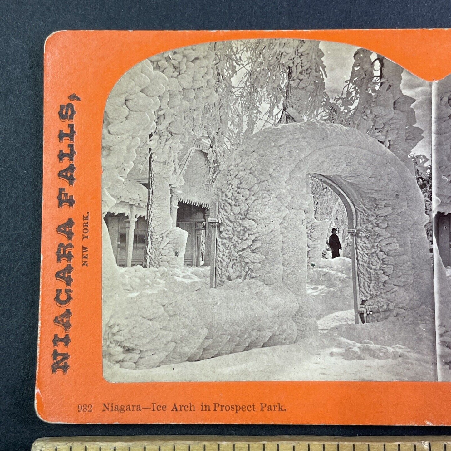 Ice Arch Niagara Falls New York Stereoview George Barker Antique c1875 Y1734