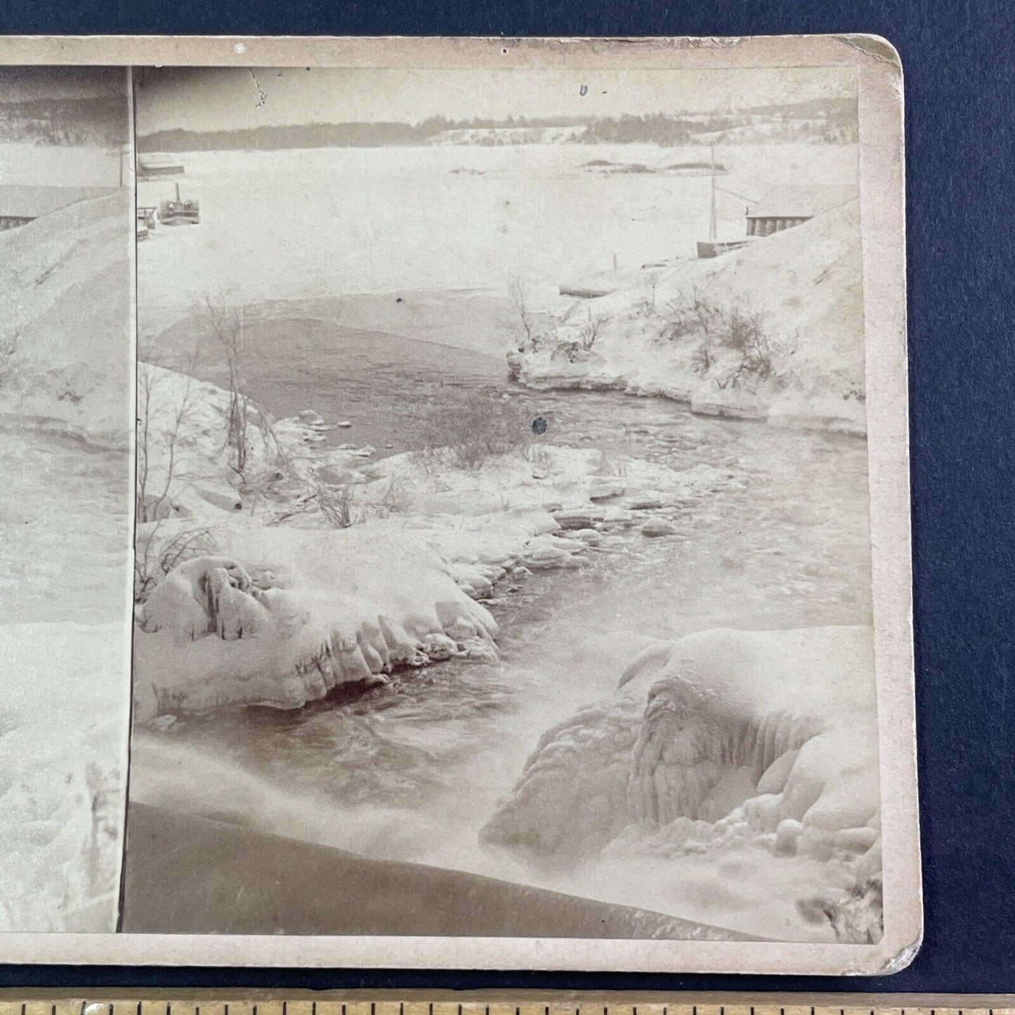 Saco Maine Harbor View Stereoview H.L. Webber Antique c1870s Y171