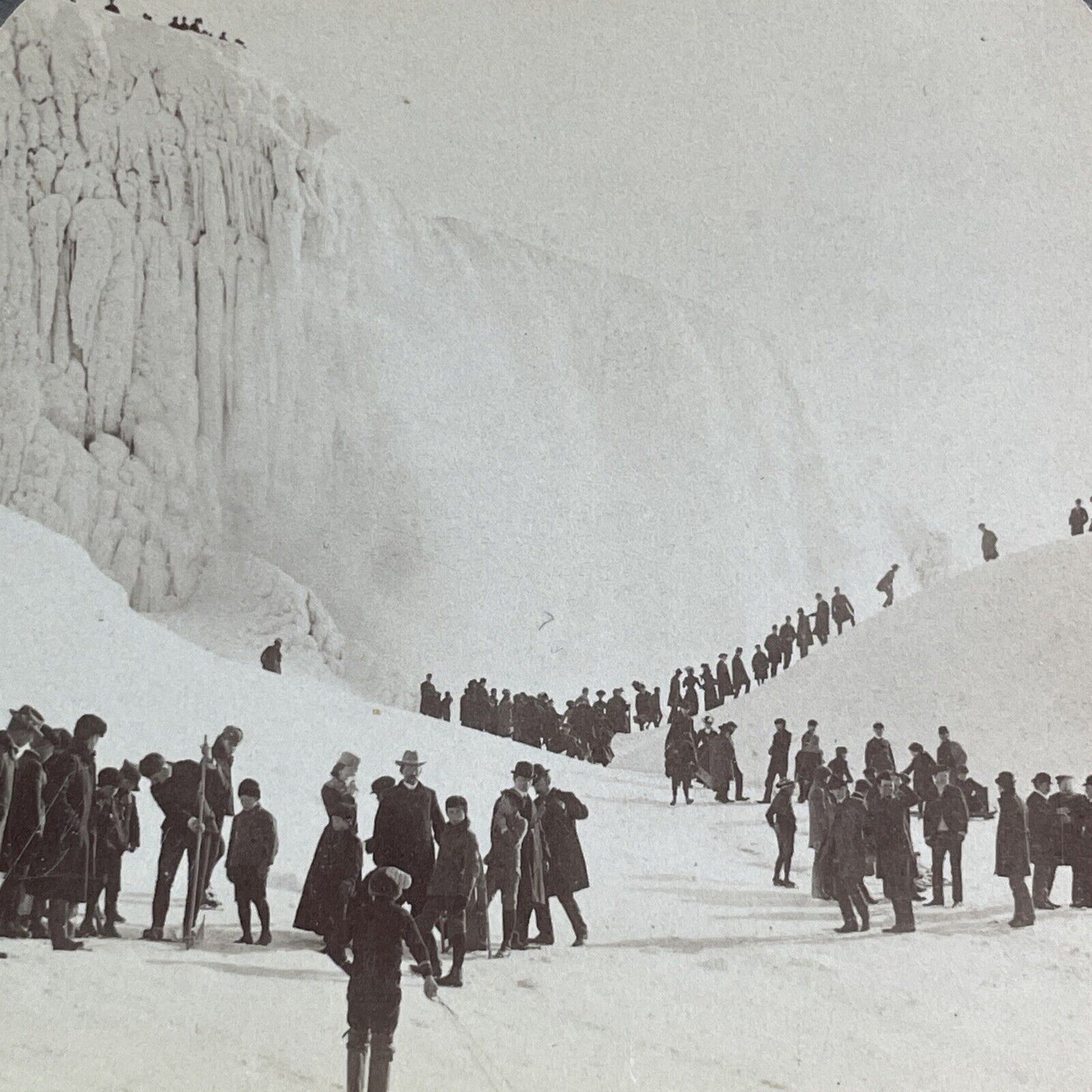 Ski and Sled Winter Sports Niagara Falls Stereoview Antique c1902 Y2798