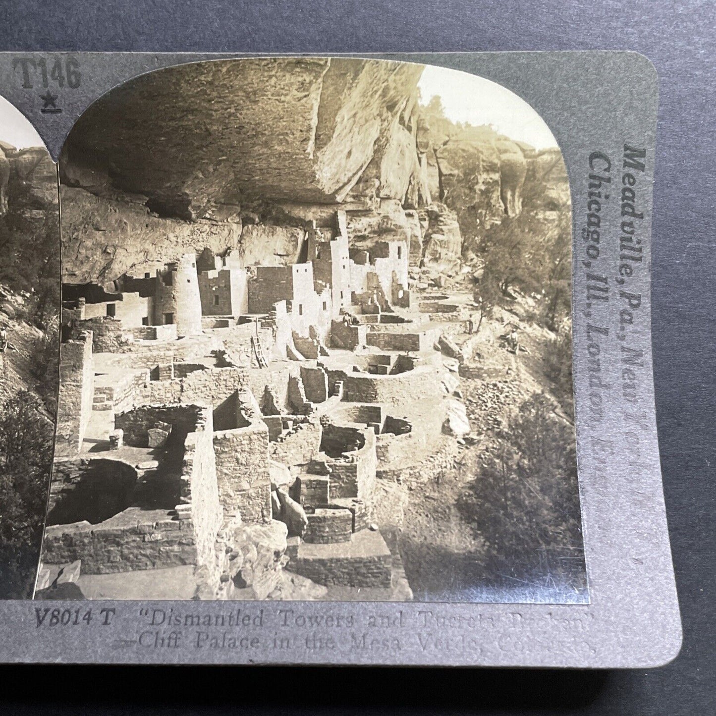 Antique 1918 Mesa Verde Cliff Dwellings Colorado Stereoview Photo Card P1436