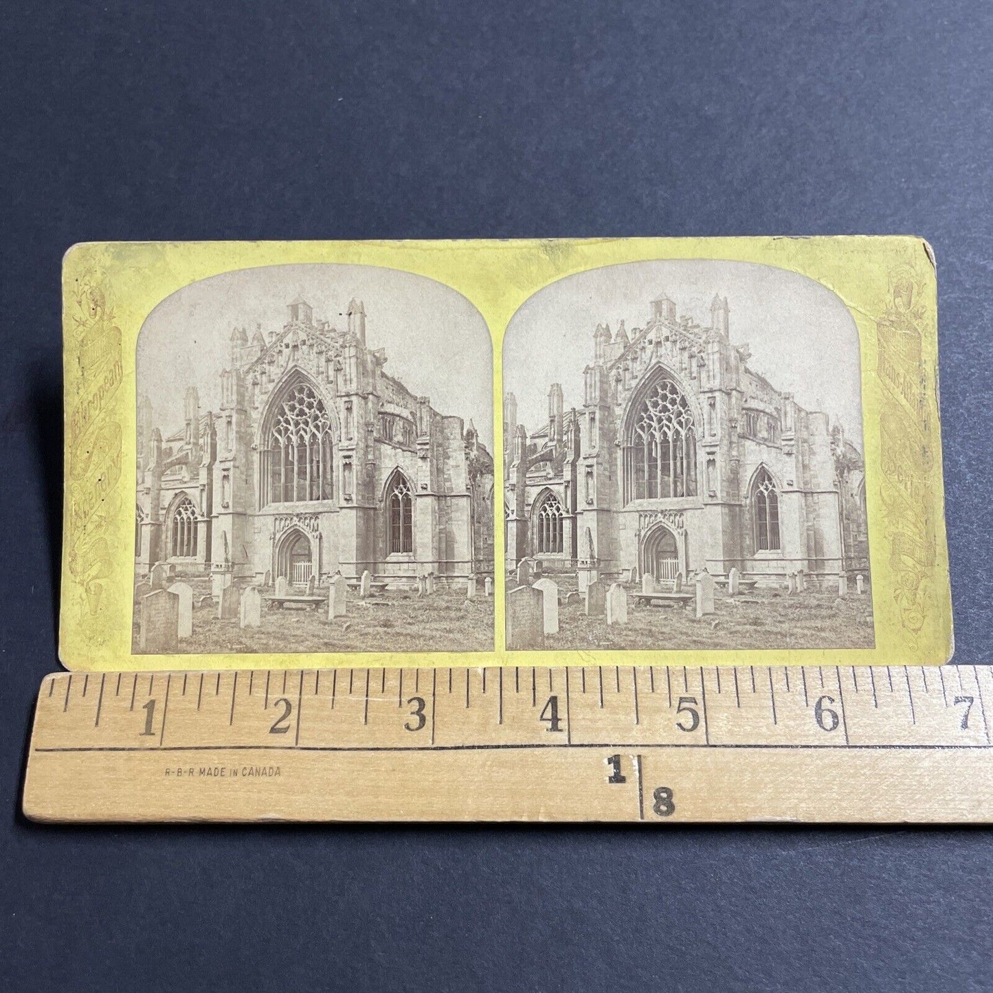Antique 1870s Melrose Abbey Church Scotland Stereoview Photo Card P5203