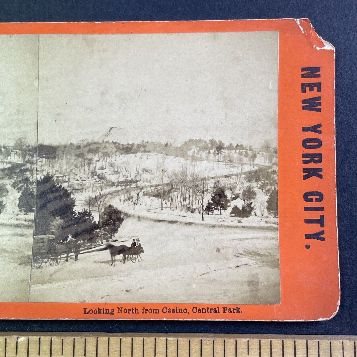 Central Park New York City Stereoview Manhattan NY Antique c1870s Y157