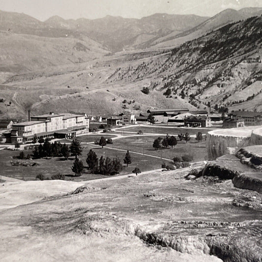 Antique 1920s Mammoth Springs Hotel Wyoming Stereoview Photo Card P1405