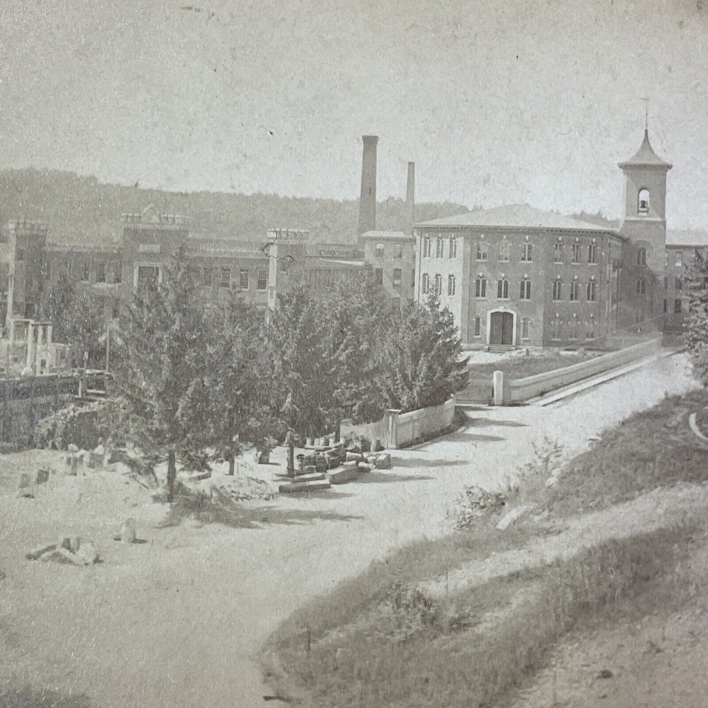 Large Cotton Mill or Factory Stereoview Appalachians? Antique c1870 X2474