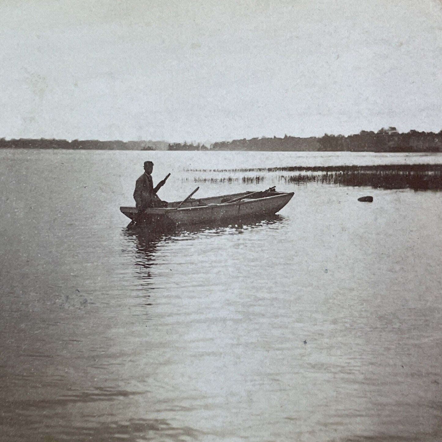 Navy Island Duck Hunt Chippawa Ontario Stereoview Charles Bierstadt c1870s Y1840