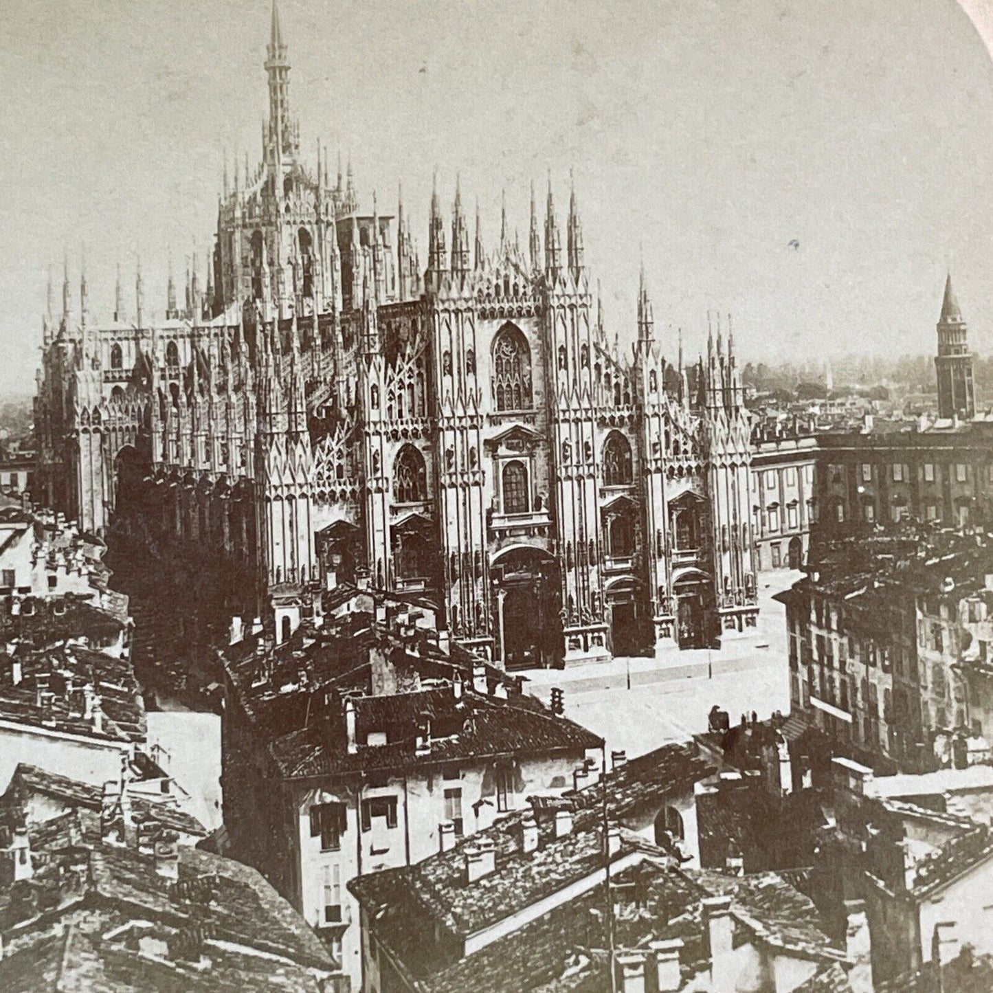 Milan City Cathedral Church Italy Stereoview BW Kilburn Antique c1880 X4107