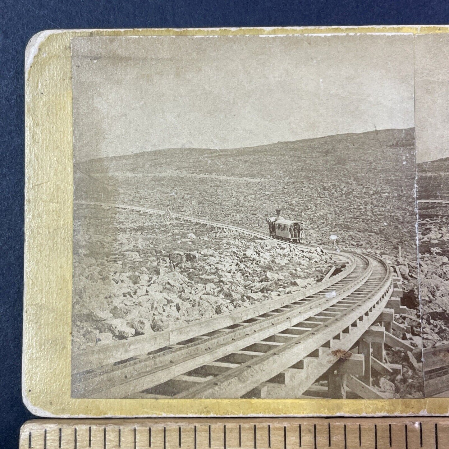 Mount Washington Railroad Train First Trip Stereoview Photo Antique c1868 X911