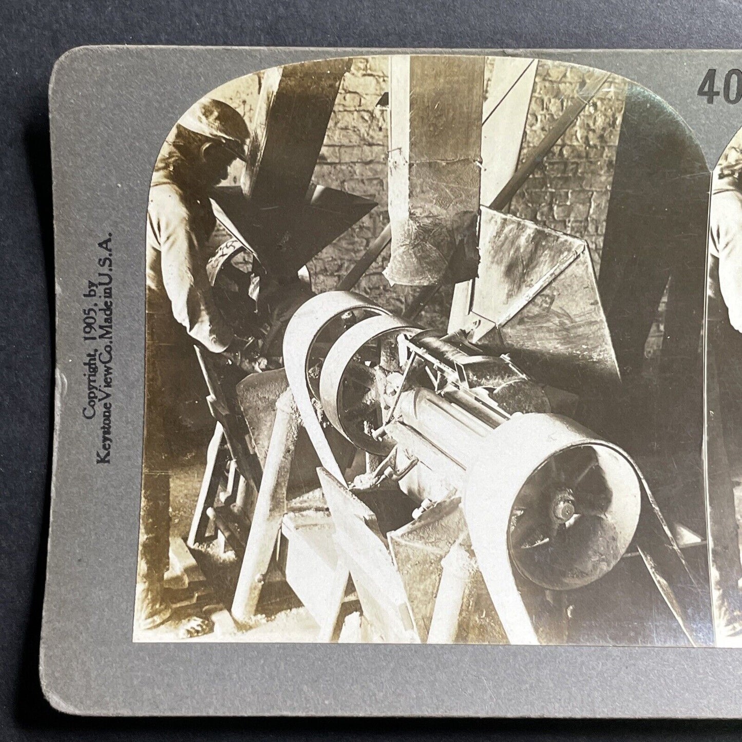 Antique 1905 Barefoot Cotton Mill Worker USA Stereoview Photo Card P1527