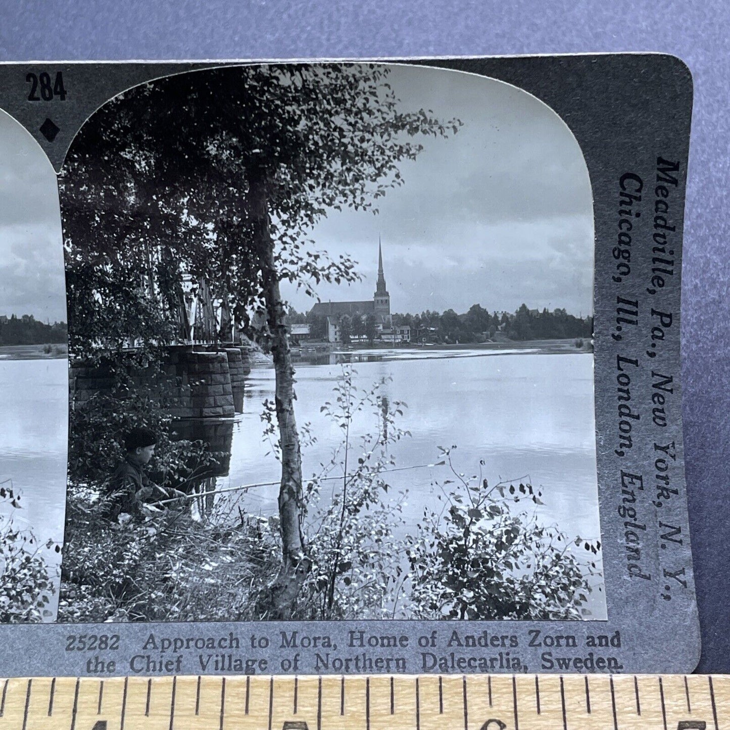 Antique 1920s Mora Sweden City And Port View Stereoview Photo Card V2980