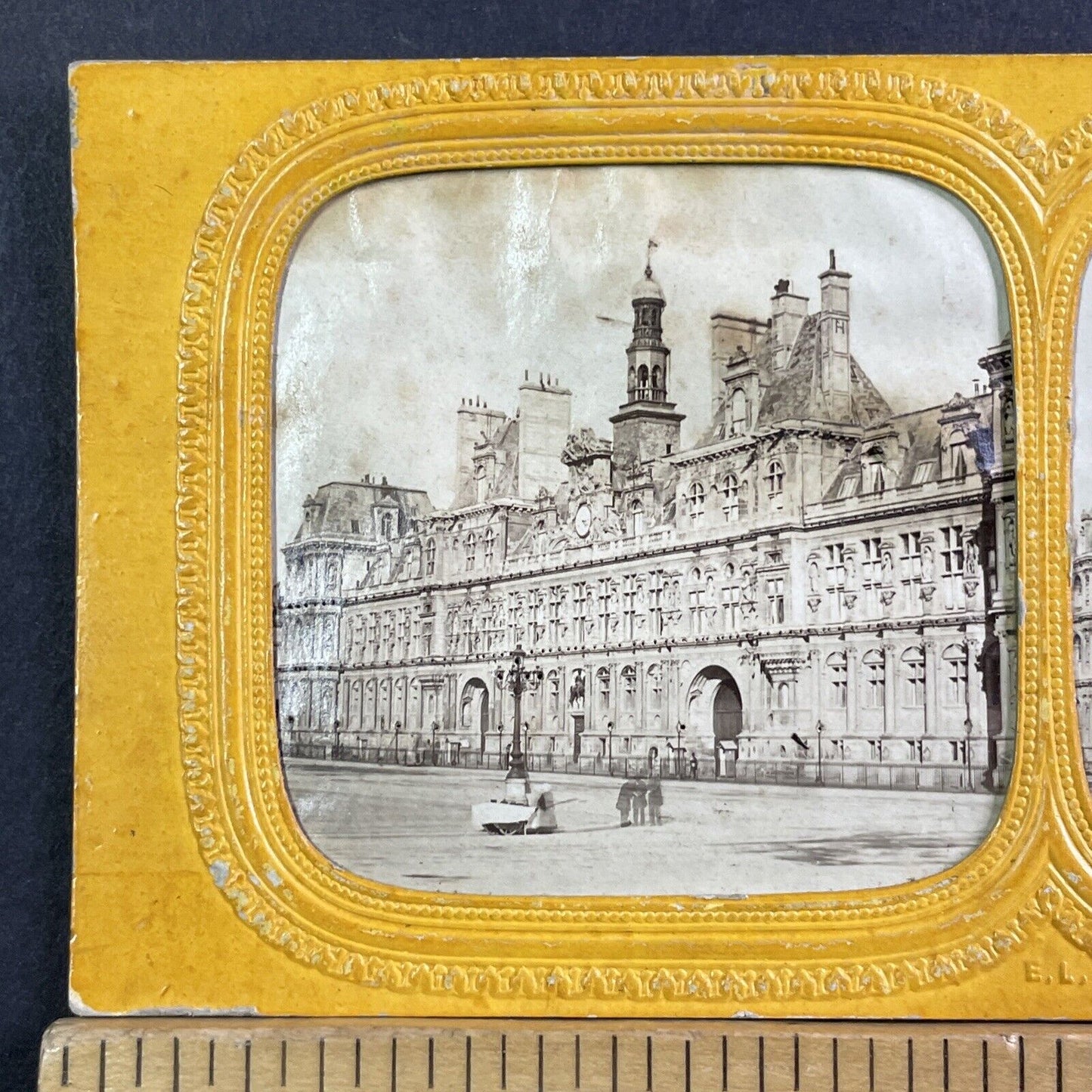 Hotel de Ville Paris France Stereoview French Tissue Antique c1860s XT2113