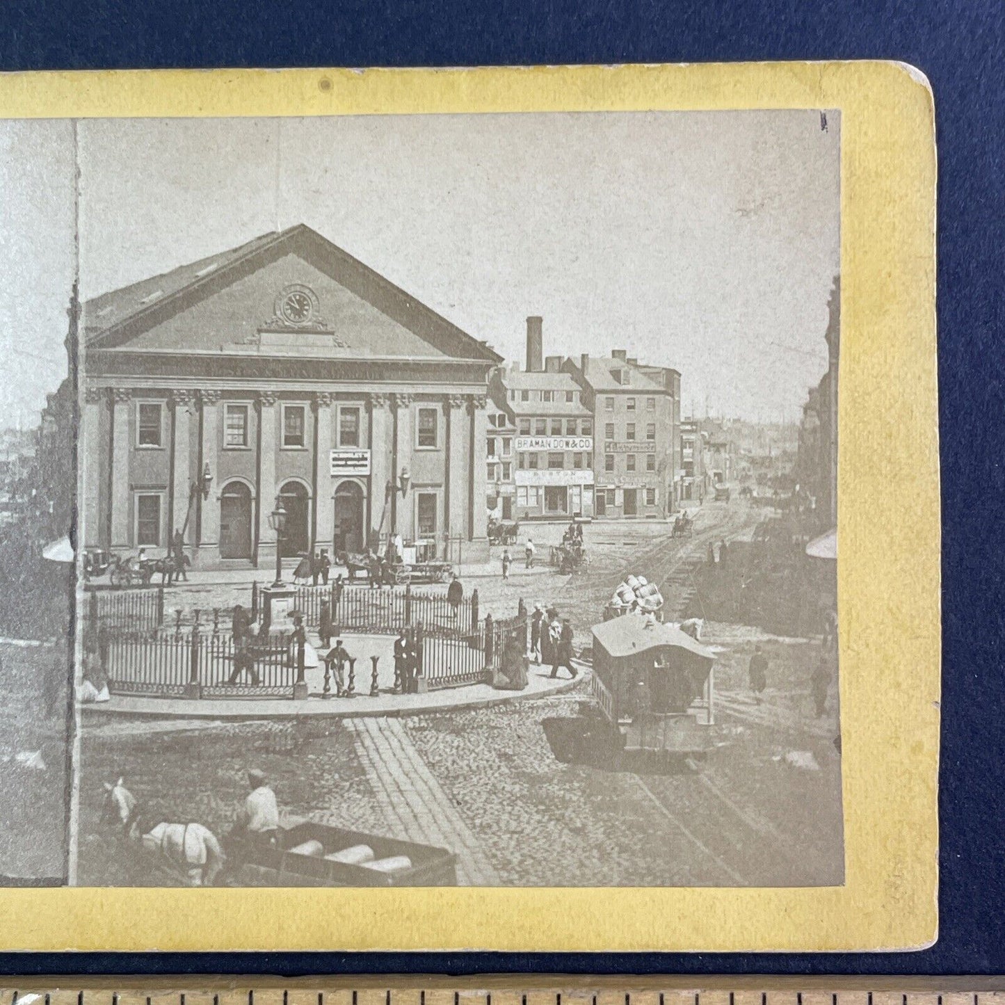 Haymarket Town Square Boston Massachusetts Stereoview Antique c1863 X1926