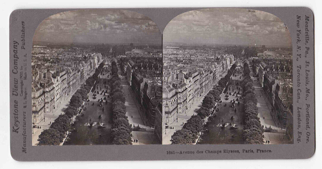 Antique 1900 Avenue Des Champs Elysees Paris Street View, France Photo Card P084