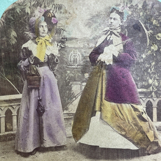 Antique 1867 Ladies In Their Summer Wear Stereoview Photo Card P1228