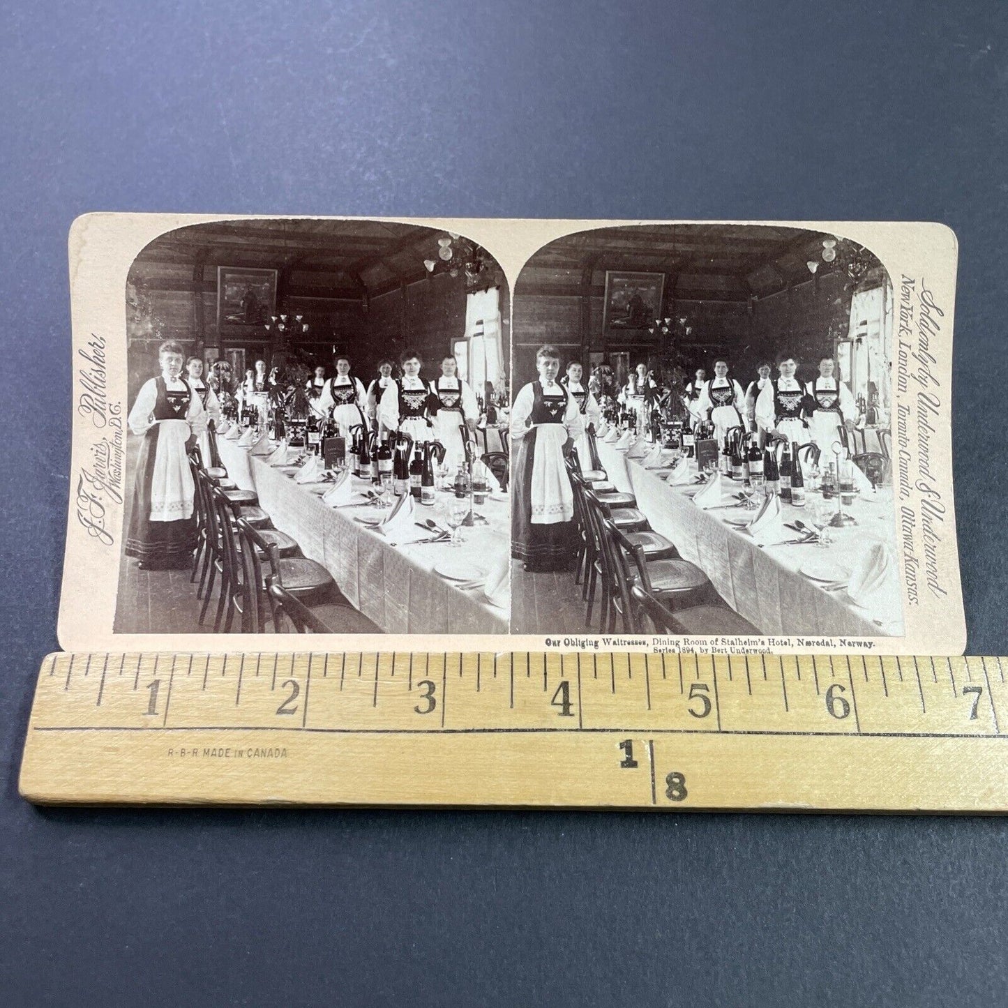 Antique 1894 Women In The Stalheim Hotel Switzerland Stereoview Photo Card P3944