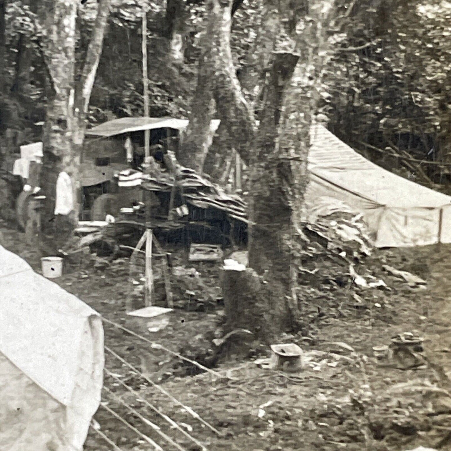 The Great Depression Stereoview Living In Tents & Cars Antique c1930s X3258