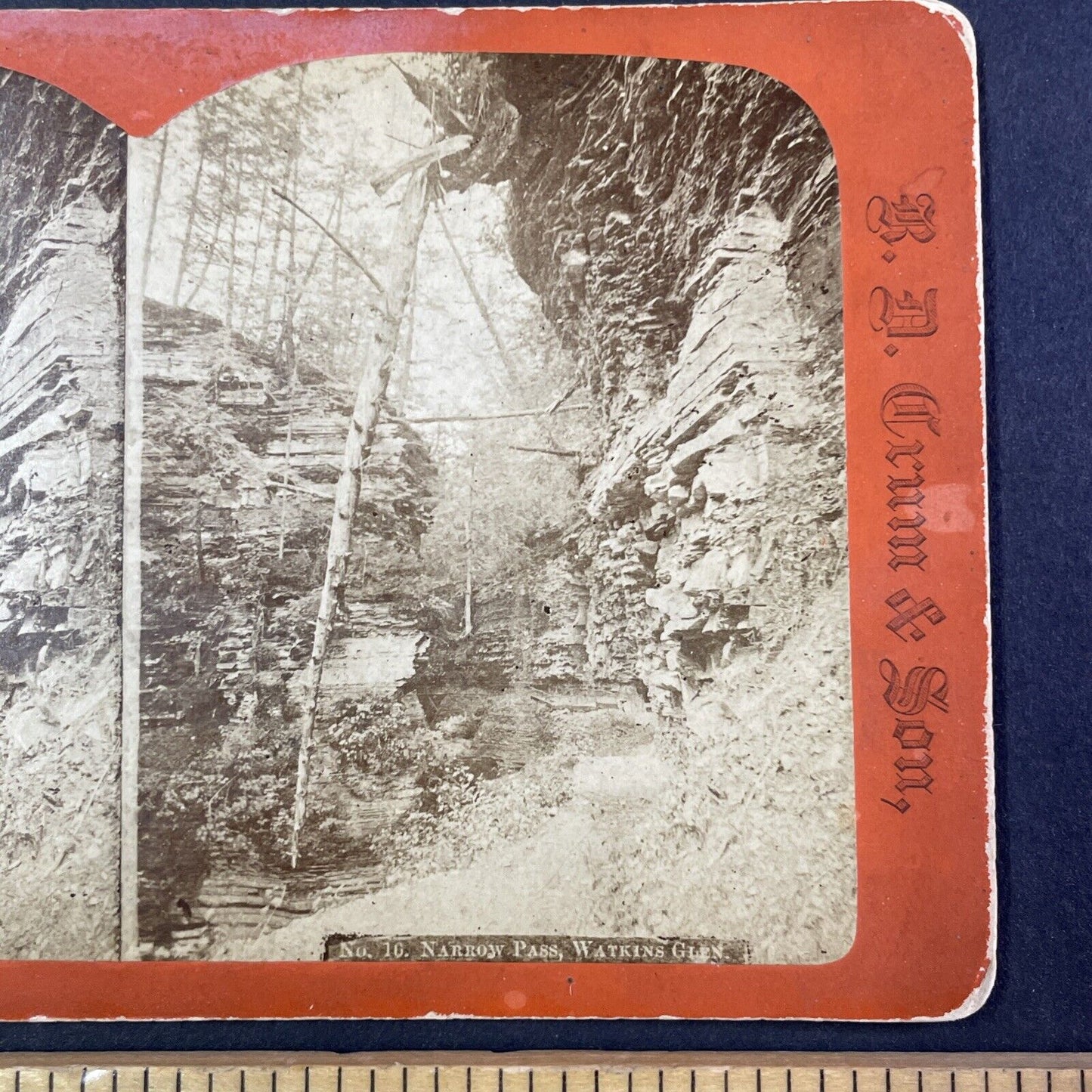 Watkins Glen Narrow Pass New York Stereoview R.D. Crum Antique c1870s Y1815