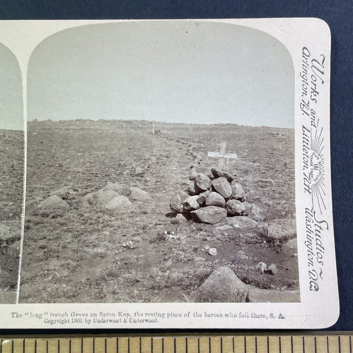 Battlefield Graves Cemetery Stereoview Boer War South Africa c1901 Y3021