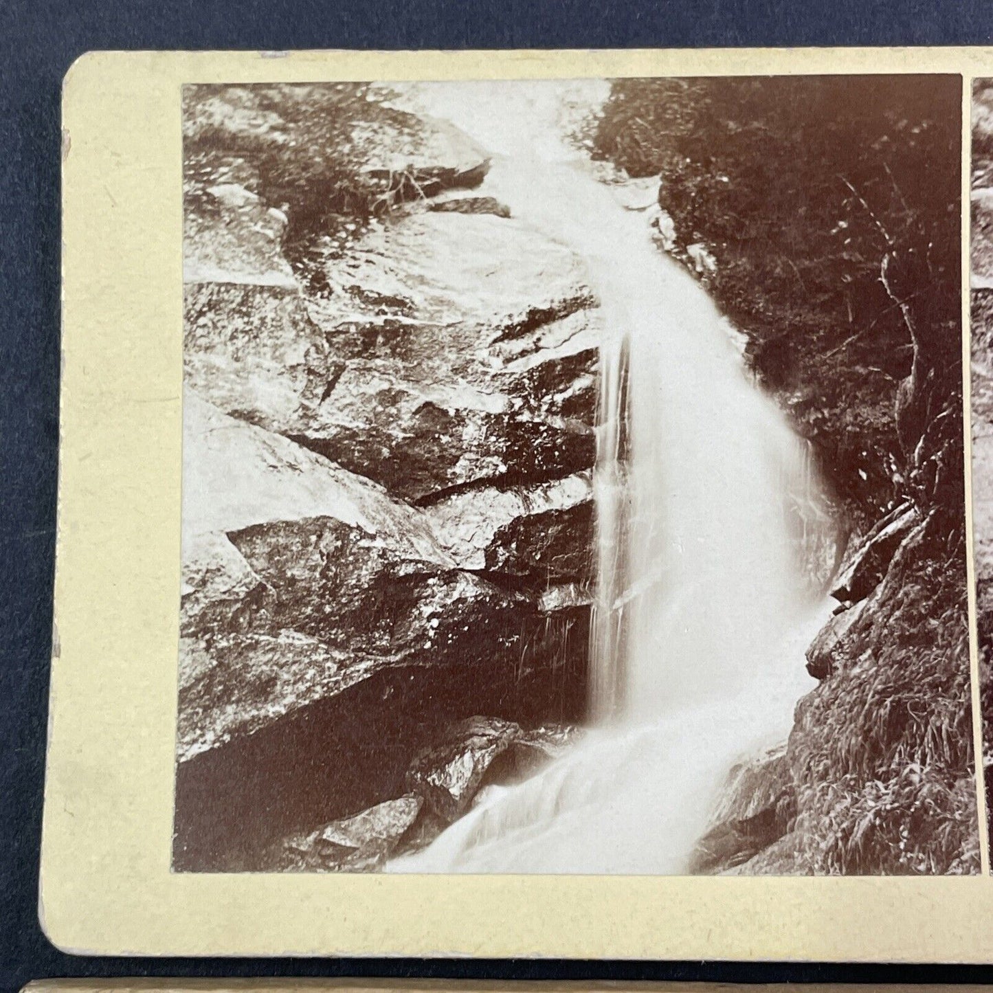 Bridal Veil Falls Franconia Notch New Hampshire Stereoview Antique c1870s Y896