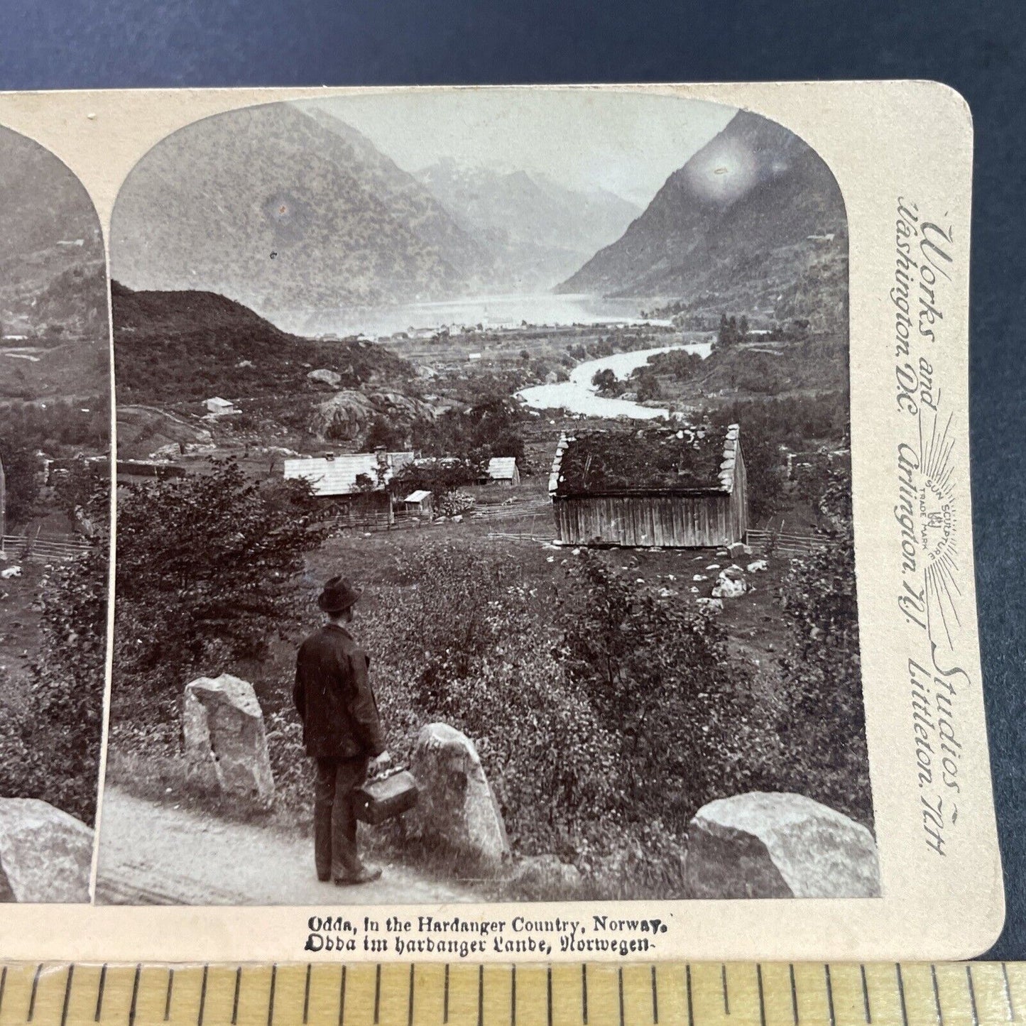 Antique 1890s Odda Norway City View Hardanger Stereoview Photo Card P3884