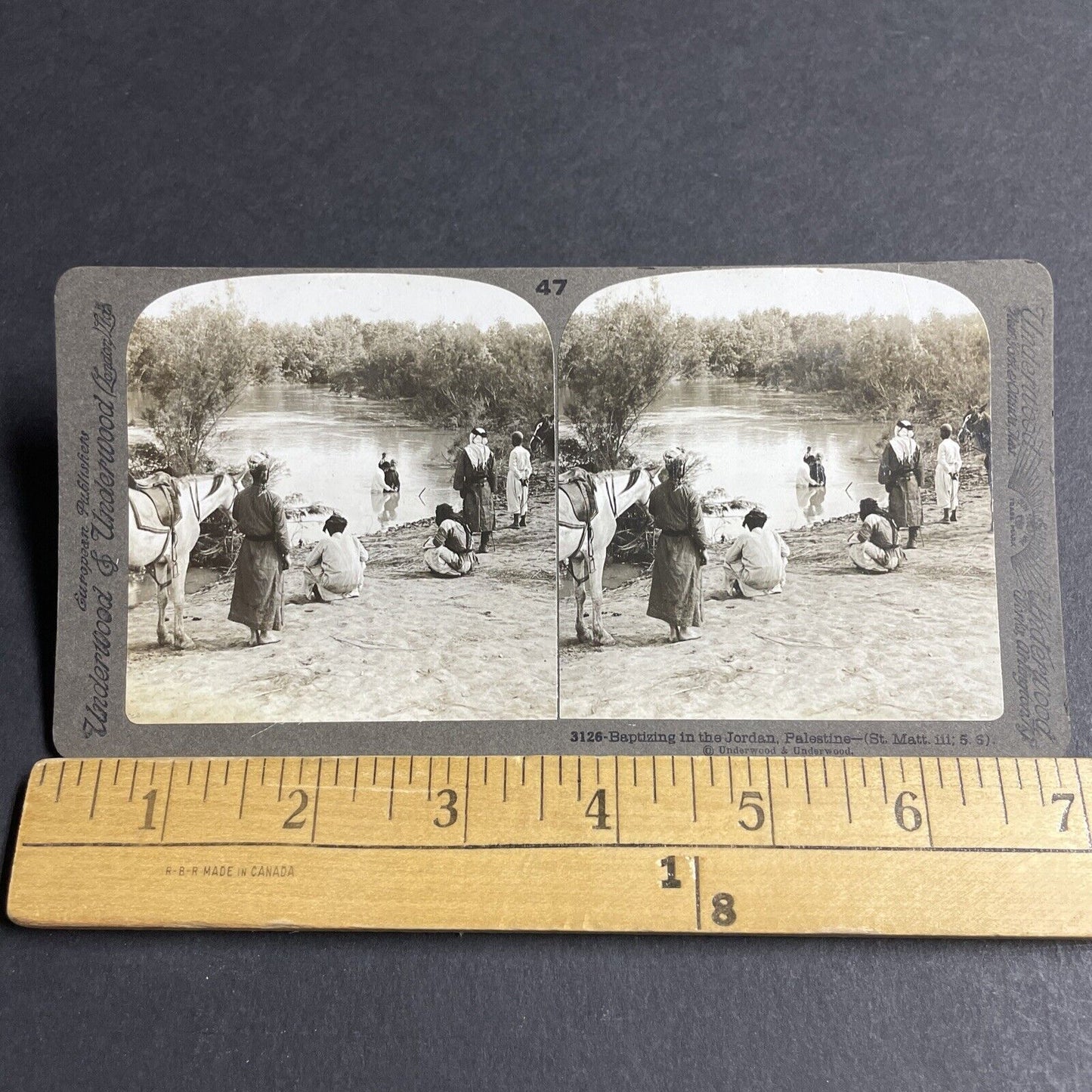 Antique 1903 Christian Bapitism In The Jordan River Stereoview Photo Card P4368