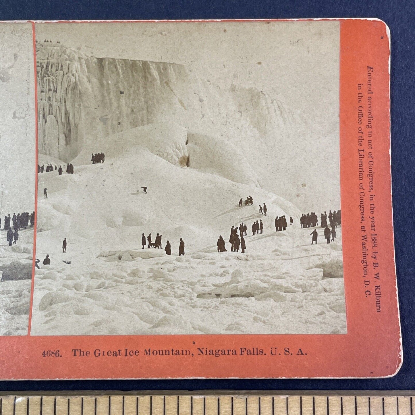 Ski and Sled Sports Niagara Falls Frozen Winter Stereoview Antique c1888 Y2212