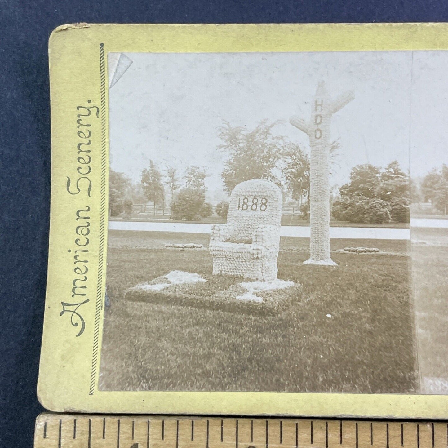 Washington Park Chicago Stereoview Presidential Floral Chair Antique c1888 X1310