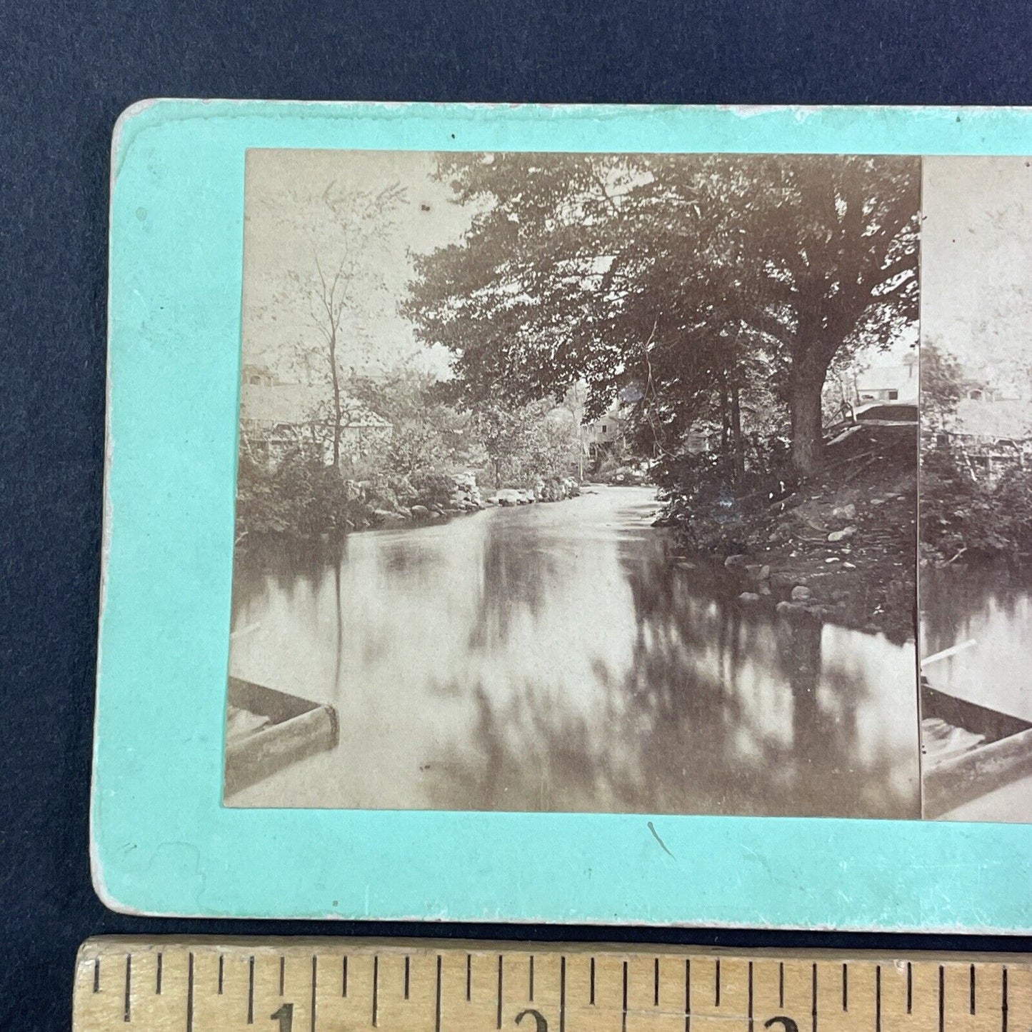 Dimond Mill Dam on the Sugar River Stereoview Newport New Hampshire c1870s Y935