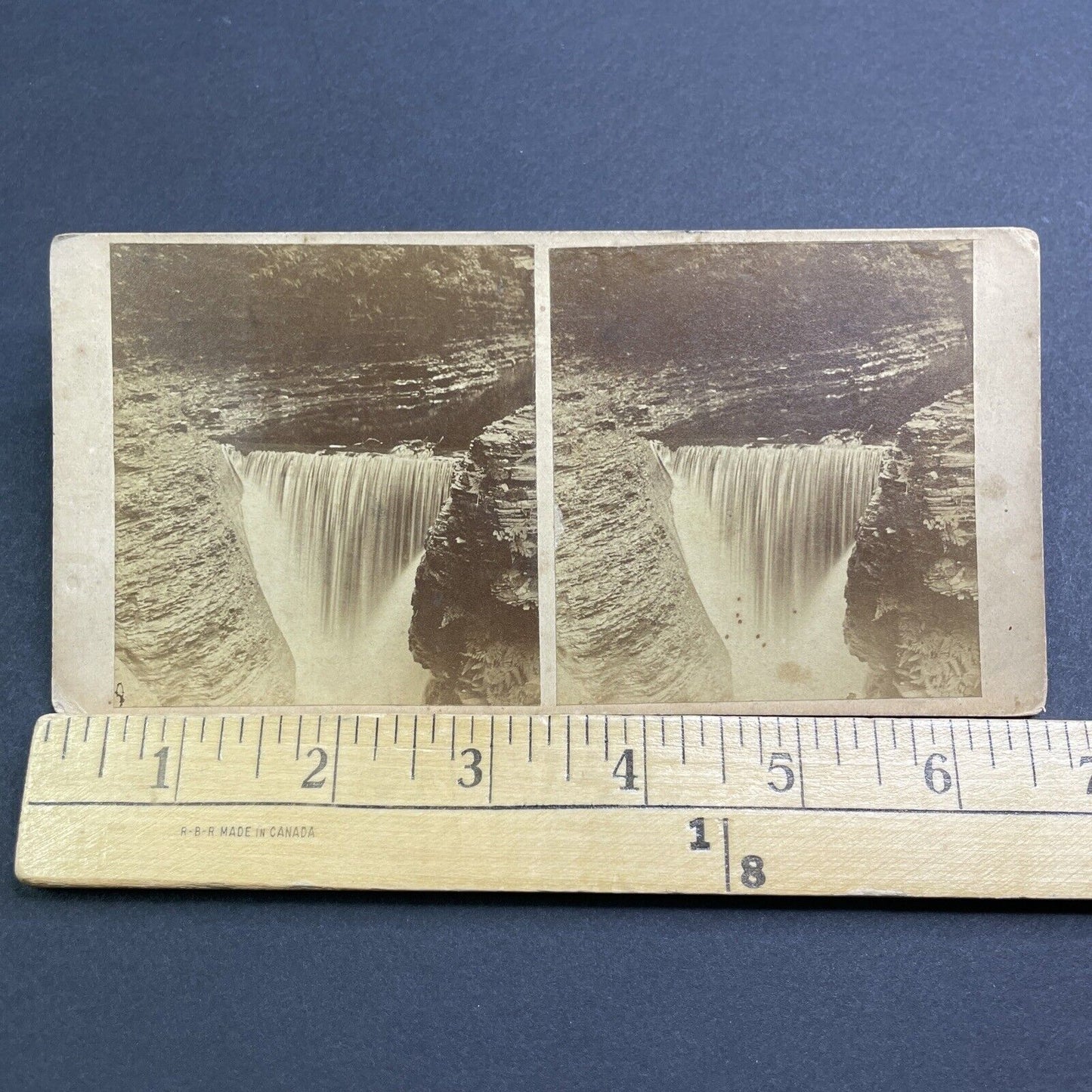 Antique 1860s Lower Waterfall Watkins Glen New York Stereoview Photo Card V486