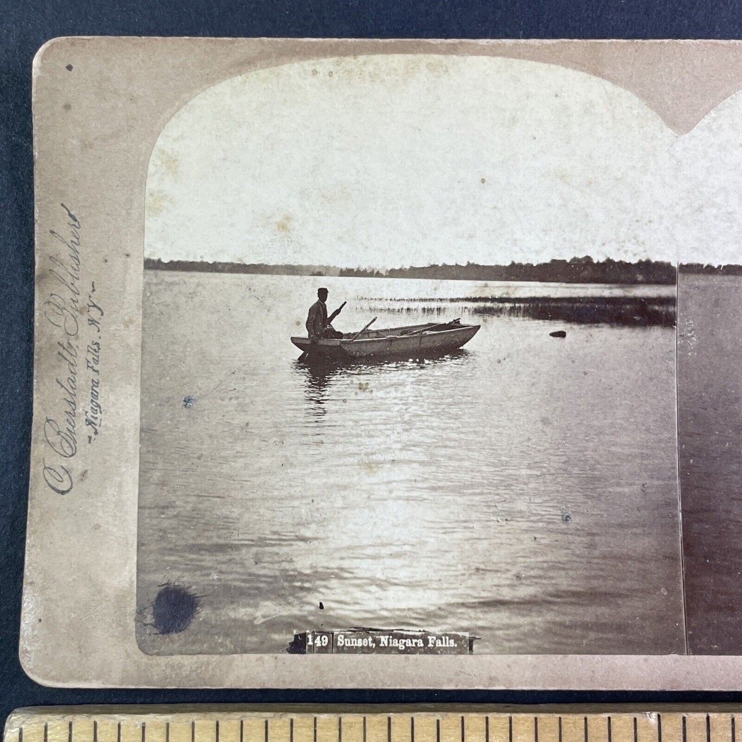 Rowboat Niagara River Near Falls Stereoview Charles Bierstadt c1880 Y2479