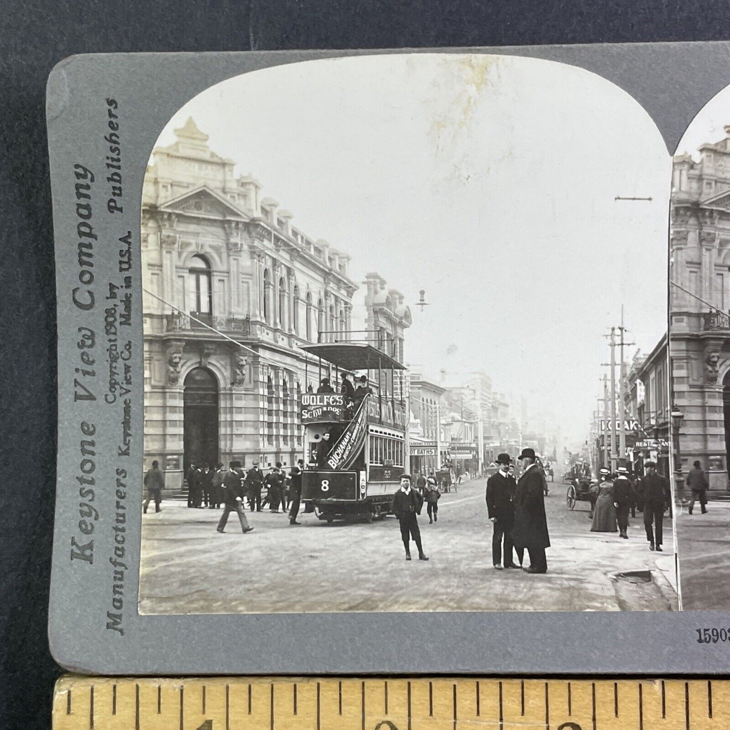 Union Bank of Australia in Hobart Tasmania Stereoview Antique c1909 X3539