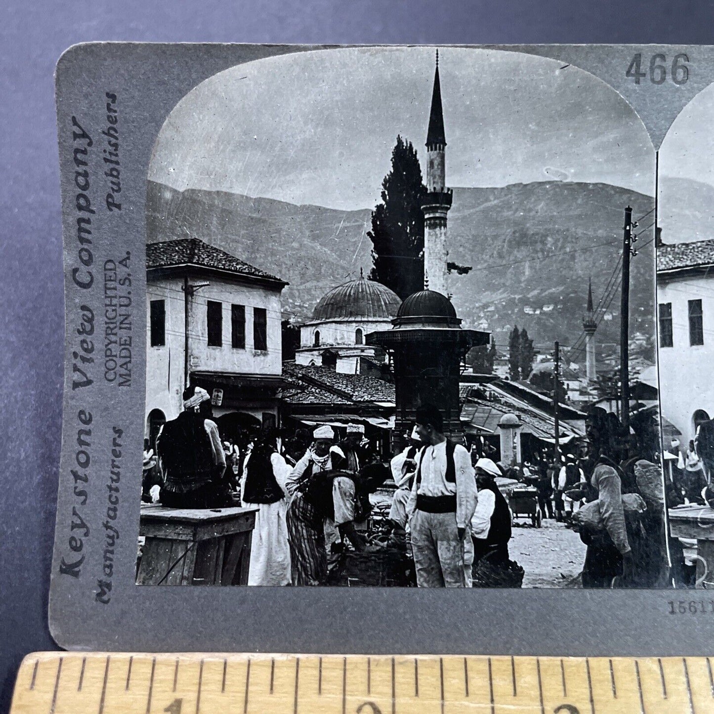 Antique 1910s Traditional Merchants Sarajevo Bosnia Stereoview Photo Card P3693