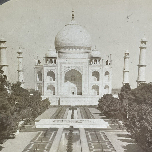 Antique 1902 The Taj Mahal Agra India Stereoview Photo Card P2224