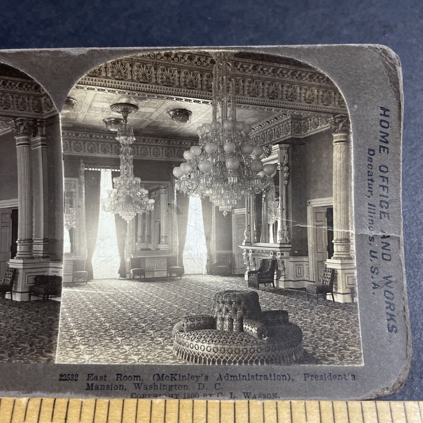 Antique 1900 East Room The White House Washington DC Stereoview Photo Card P4367