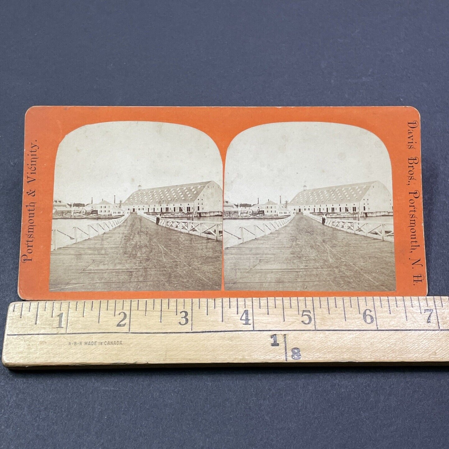 Antique 1860s Portsmouth Navy Yard Peirce Island NH Stereoview Photo Card V2097