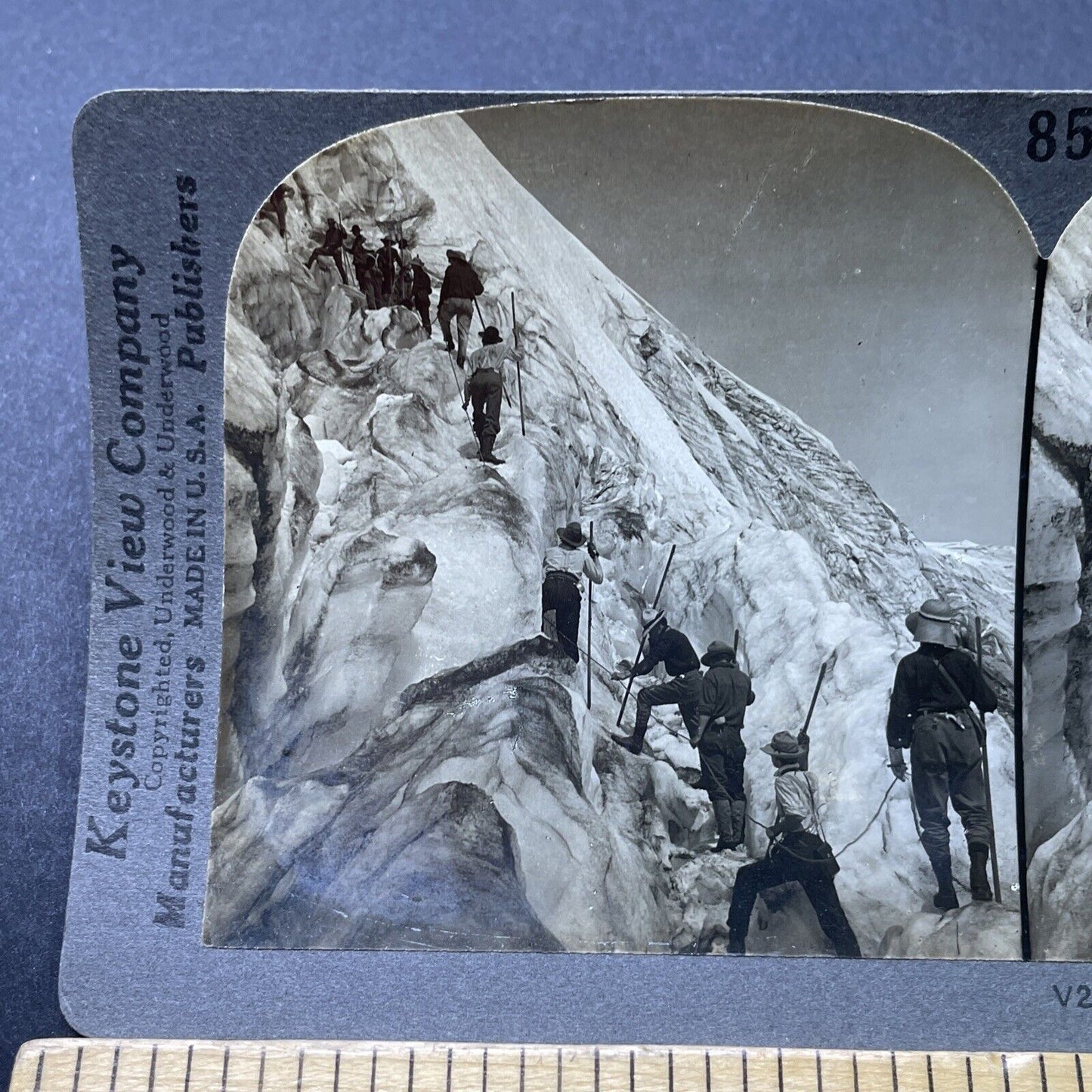 Antique 1909 Hiking The Glaciers Of Mt Ranier Stereoview Photo Card P2757