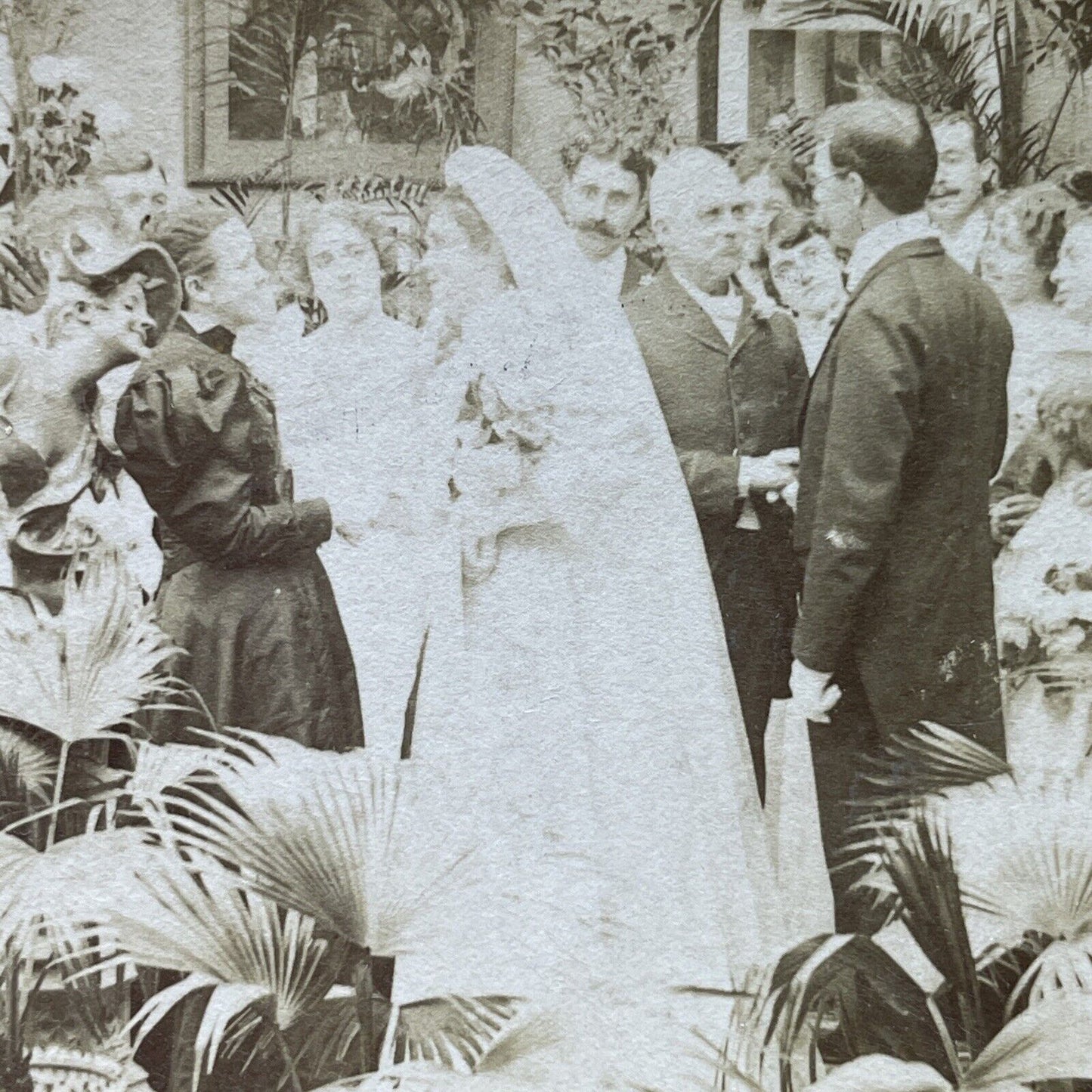 Antique 1897 Man And Woman Celebrate Wedding Stereoview Photo Card P2521