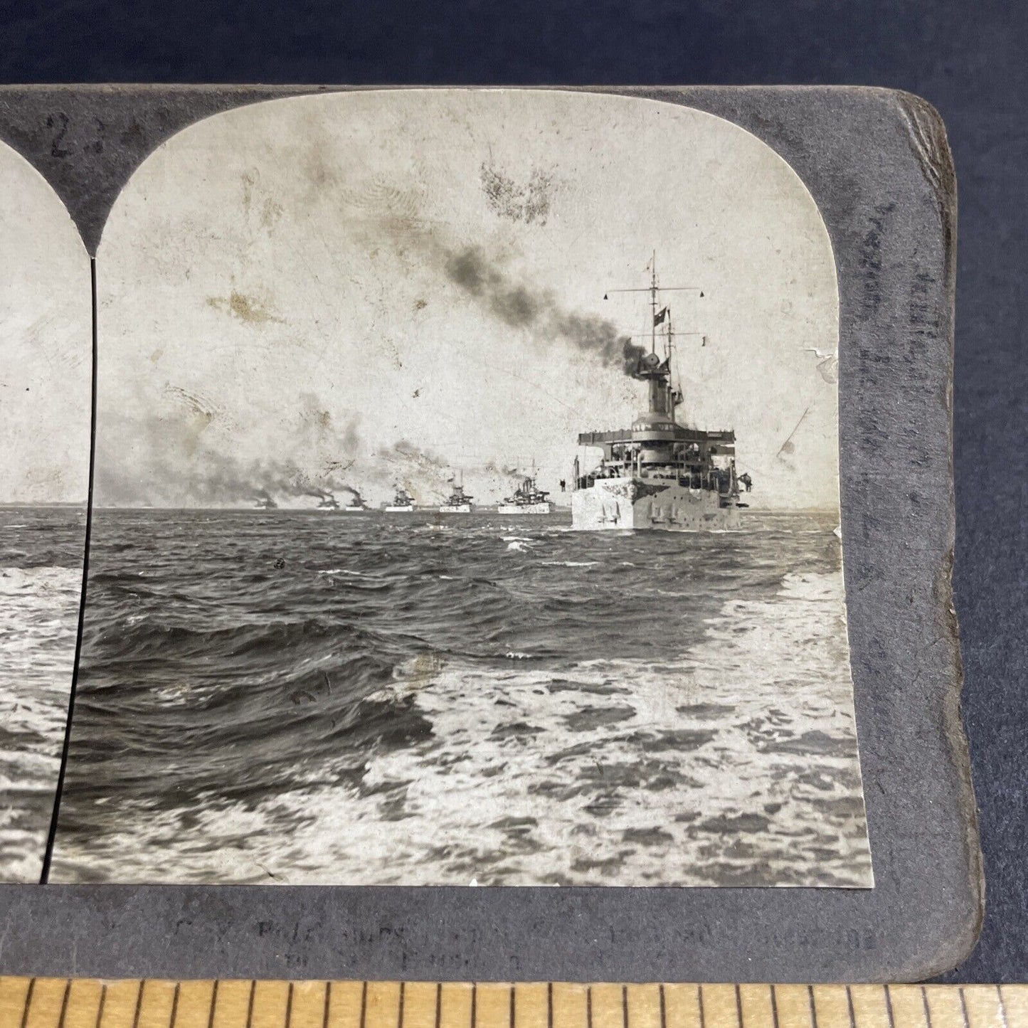 Antique 1920s USS Battleship Hamilton Roads VA Stereoview Photo Card P4283