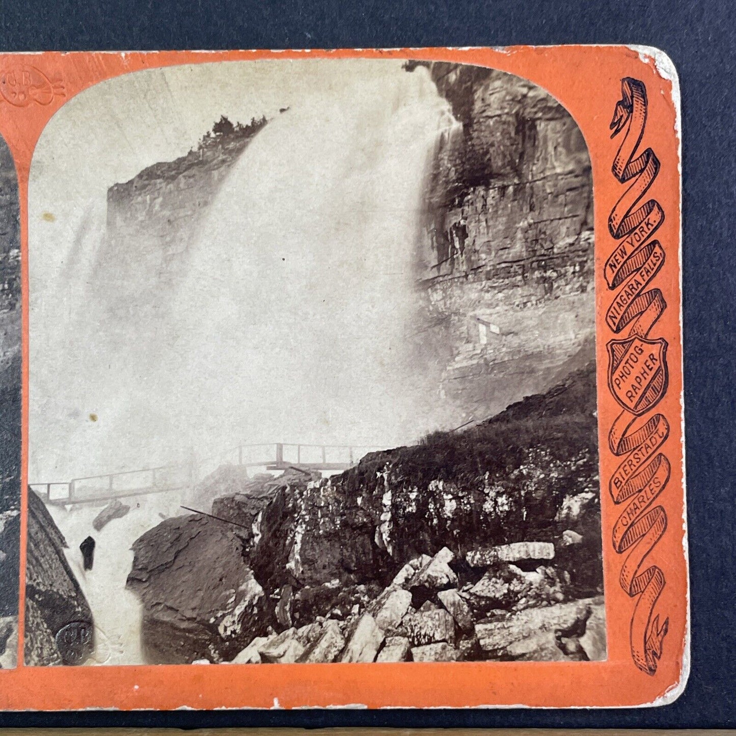 Niagara Falls Cave of Winds Stereoview Charles Bierstadt c1870s Y2245