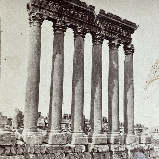 Antique 1880s Ruins Of Baalbek Lebanon Stereoview Photo Card P5114